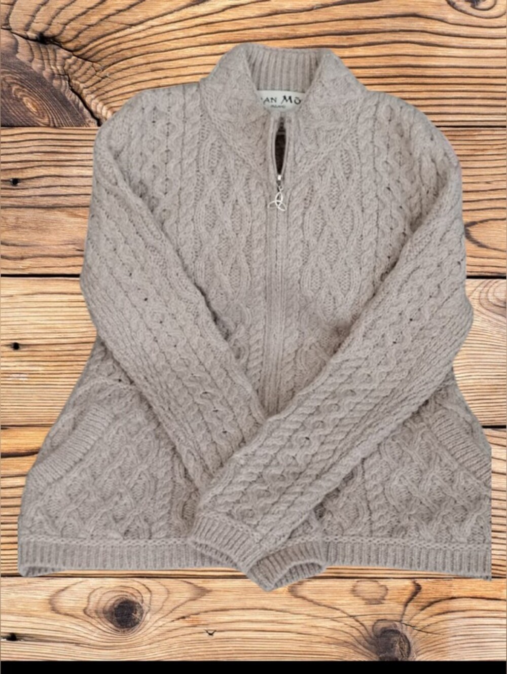 Irish Knit Traditional Cable Knit Cardigan In  Soft Merino Wool